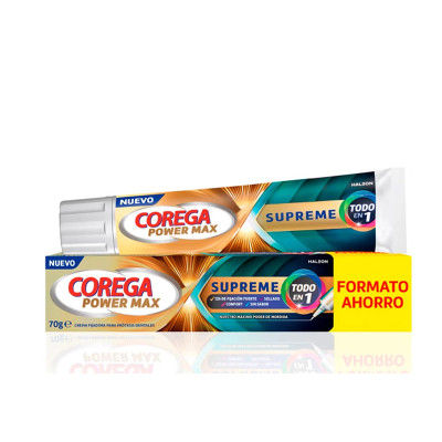 Corega Power Max Supreme Todo en 1 70 g | Adhesivo prótesis fuerte y duradero Corega Power Max Supreme Todo en 1 70 g | Adhesivo prótesis fuerte y duradero