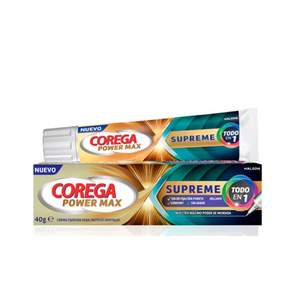 COREGA POWER MAX SUPREME TODO EN 1 40 G | Fijación superior y protección total para prótesis dentales
