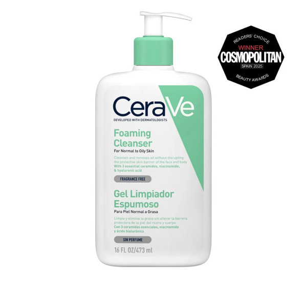 CERAVE GEL LIMPIADOR ESPUMOSO 473 ML | Limpieza diaria para piel normal a grasa