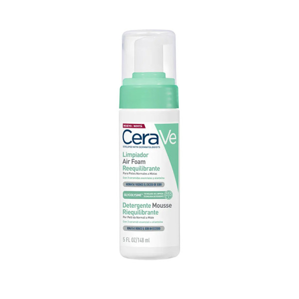 CERAVE LIMPIADOR AIR FOAM REEQUILIBRANTE 148ML | Limpieza facial suave que respeta el pH