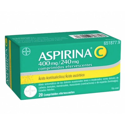 ASPIRINA C 400 MG/240 MG 20 COMPRIMIDOS EFERVESCENTES