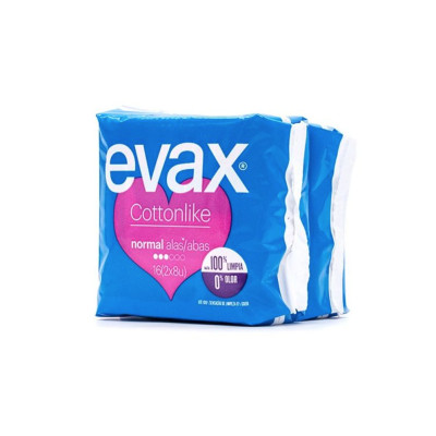 COMPRESAS HIGIENICAS FEMENINAS EVAX COTTONLIKE NORMAL CON ALAS 19 COMPRESAS