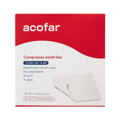 APOSITO ESTERIL TEJIDO SIN TEJER ACOFAR 50 COMPRESAS 10 CM X 10 CM